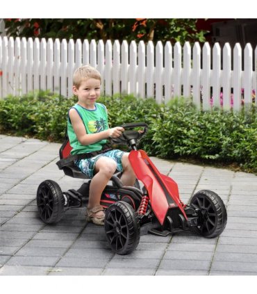 HOMCOM 12V Electric Go Kart with Forward Reversing 2 Speeds for 3-8 Yrs - Red