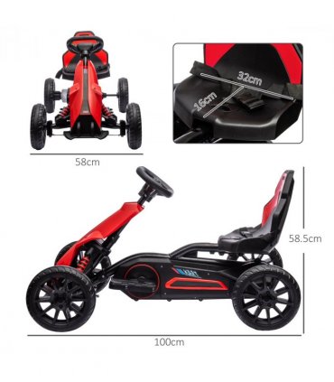 HOMCOM 12V Electric Go Kart with Forward Reversing 2 Speeds for 3-8 Yrs - Red