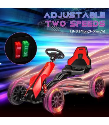 HOMCOM 12V Electric Go Kart with Forward Reversing 2 Speeds for 3-8 Yrs - Red