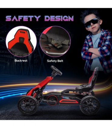 HOMCOM 12V Electric Go Kart with Forward Reversing 2 Speeds for 3-8 Yrs - Red