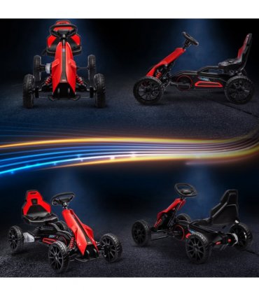 HOMCOM 12V Electric Go Kart with Forward Reversing 2 Speeds for 3-8 Yrs - Red