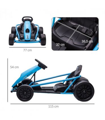 HOMCOM 24V Electric Go Kart for Kids with Music, Horn Honking, Slow Start
