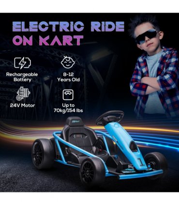 HOMCOM 24V Electric Go Kart for Kids with Music, Horn Honking, Slow Start