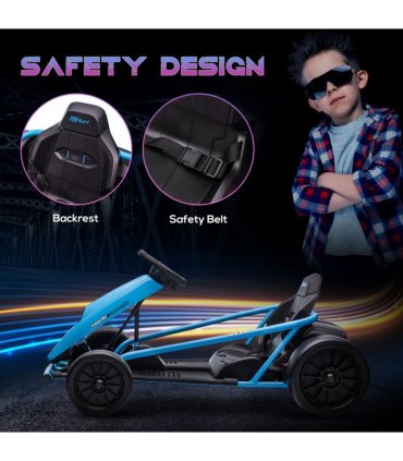 HOMCOM 24V Electric Go Kart for Kids with Music, Horn Honking, Slow Start