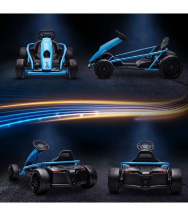 HOMCOM 24V Electric Go Kart for Kids with Music, Horn Honking, Slow Start