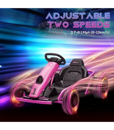 Go Kart Pink 115L x 77W x 54H cm Electric Drift with Music, Horn, Slow Start