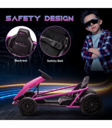 Go Kart Pink 115L x 77W x 54H cm Electric Drift with Music, Horn, Slow Start