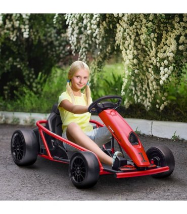 HOMCOM 24V Electric Go Kart for Kids with Music, Horn Honking, Slow Start