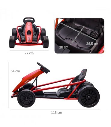 HOMCOM 24V Electric Go Kart for Kids with Music, Horn Honking, Slow Start