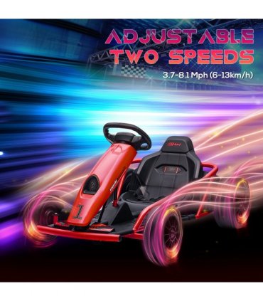 HOMCOM 24V Electric Go Kart for Kids with Music, Horn Honking, Slow Start