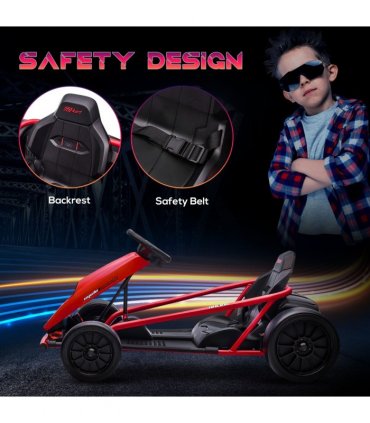 HOMCOM 24V Electric Go Kart for Kids with Music, Horn Honking, Slow Start