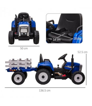 Ride-on Tractor Blue PP Metal 136.5L x 50W x 52.5H cm Detachable Trailer
