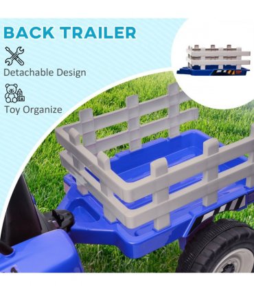 Ride-on Tractor Blue PP Metal 136.5L x 50W x 52.5H cm Detachable Trailer