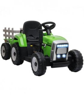 HOMCOM Ride on Tractor with Detachable Trailer, Remote Control, Music - Green