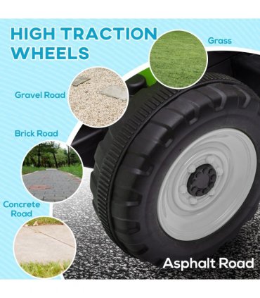 HOMCOM Ride on Tractor with Detachable Trailer, Remote Control, Music - Green