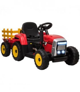 Ride on Tractor Red 136.5L x 50W x 52.5H cm PP Metal Detachable Trailer