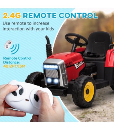 Ride on Tractor Red 136.5L x 50W x 52.5H cm PP Metal Detachable Trailer
