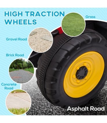 Ride on Tractor Red 136.5L x 50W x 52.5H cm PP Metal Detachable Trailer