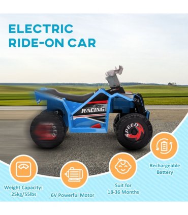 Electric Quadbike Blue PP Metal 48.5H x 70L x 41.5W cm 25kg 6V Kids Ride-On ATV
