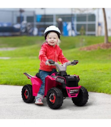 HOMCOM Electric Quad Bike, 6V Kids Ride-On ATV, for Ages 18-36 Months - Pink