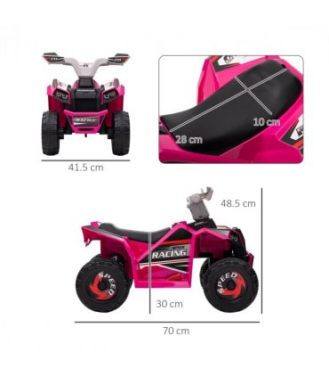 HOMCOM Electric Quad Bike, 6V Kids Ride-On ATV, for Ages 18-36 Months - Pink