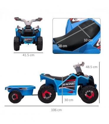 Kids Ride-On ATV Blue Grey Black 6V 4.5AH PP Metal 48.5H x 106L x 41.5Wcm