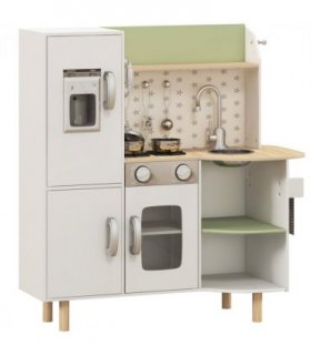 AIYAPLAY Toy Kitchen Playset with Phone, Ice Maker, Stove, Sink - White