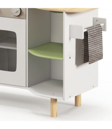 AIYAPLAY Toy Kitchen Playset with Phone, Ice Maker, Stove, Sink - White