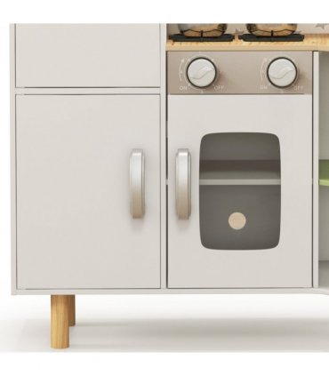 AIYAPLAY Toy Kitchen Playset with Phone, Ice Maker, Stove, Sink - White