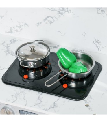 AIYAPLAY Toy Kitchen Playset with Running Water, Apron and Chef Hat - Grey