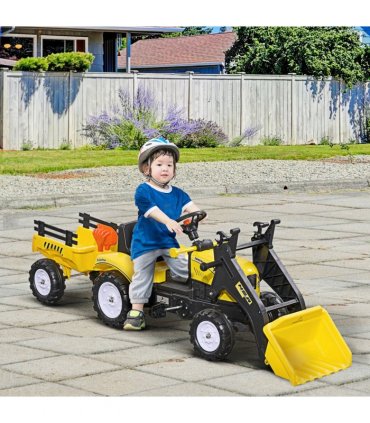 HOMCOM Pedal Go Kart Ride on Excavator Wheels Tyres Kids Children -Yellow