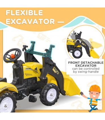 HOMCOM Pedal Go Kart Ride on Excavator Wheels Tyres Kids Children -Yellow
