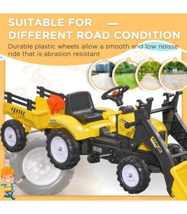 HOMCOM Pedal Go Kart Ride on Excavator Wheels Tyres Kids Children -Yellow