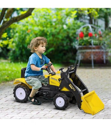 Metal Yellow 114L x 41W x 52H cm Kids Pedal Go Kart Ride On Excavator
