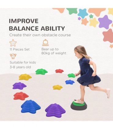 ZONEKIZ Kids Stepping Stones, 11 Pieces Balance River Stones for Obstacle Course