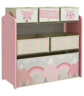 ZONEKIZ Kids Storage Units with 6 Boxes, Childrens Toy Storage Organiser, Pink