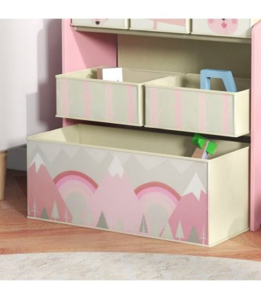 ZONEKIZ Kids Storage Units with 6 Boxes, Childrens Toy Storage Organiser, Pink