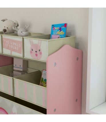 ZONEKIZ Kids Storage Units with 6 Boxes, Childrens Toy Storage Organiser, Pink
