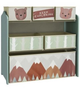 ZONEKIZ Kids Storage Units with 6 Boxes, Childrens Toy Storage Organiser, Green