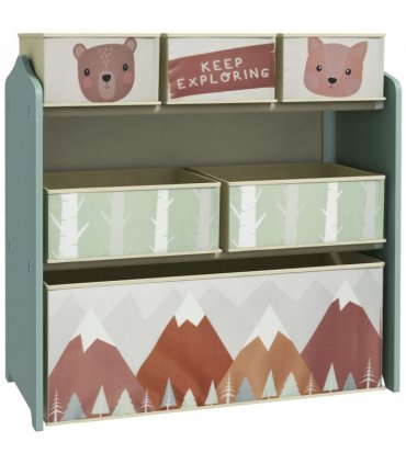 ZONEKIZ Kids Storage Units with 6 Boxes, Childrens Toy Storage Organiser, Green