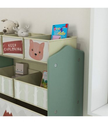 ZONEKIZ Kids Storage Units with 6 Boxes, Childrens Toy Storage Organiser, Green
