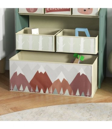 ZONEKIZ Kids Storage Units with 6 Boxes, Childrens Toy Storage Organiser, Green