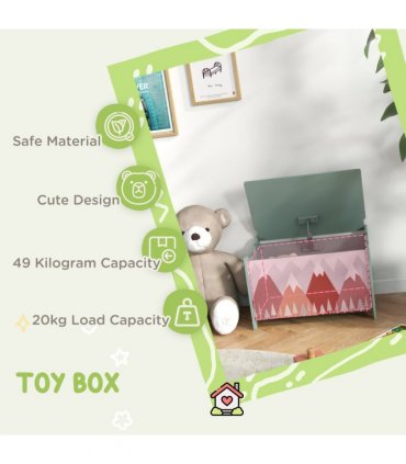 ZONEKIZ Toy Box, Kids Toy Chest with Lid, Safety Hinge - Green