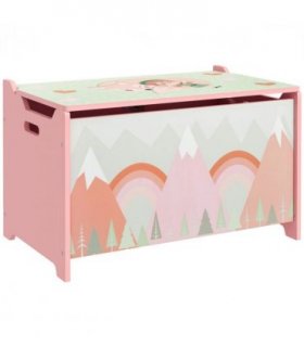 Toy Box, Kids Toy Chest with Lid, Safety Hinge - Pink, MDF, 60L x 37W x 39H cm