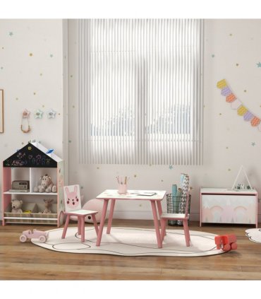 Toy Box, Kids Toy Chest with Lid, Safety Hinge - Pink, MDF, 60L x 37W x 39H cm