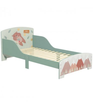 Toddler Bed Frame, Green, MDF and Multilayer Board, 60H x 77L x 143Wcm, Ages 3-6