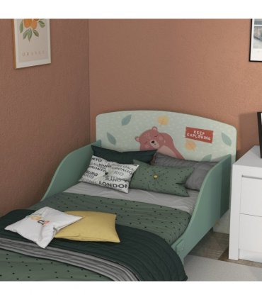 Toddler Bed Frame, Green, MDF and Multilayer Board, 60H x 77L x 143Wcm, Ages 3-6
