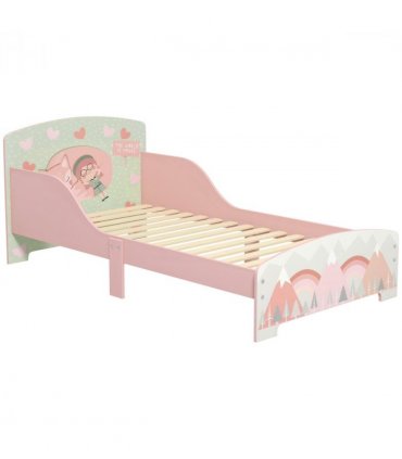 Toddler Bed Frame, Pink, MDF and multilayer board, 60H x 77L x 143Wcm, 3-6 Years
