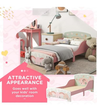 Toddler Bed Frame, Pink, MDF and multilayer board, 60H x 77L x 143Wcm, 3-6 Years