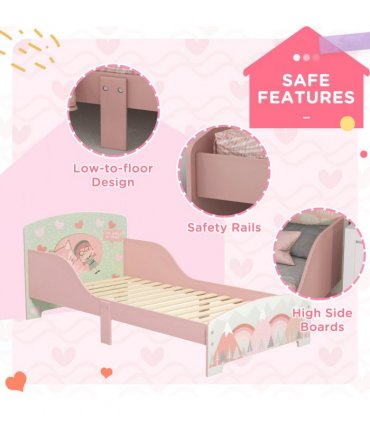 Toddler Bed Frame, Pink, MDF and multilayer board, 60H x 77L x 143Wcm, 3-6 Years